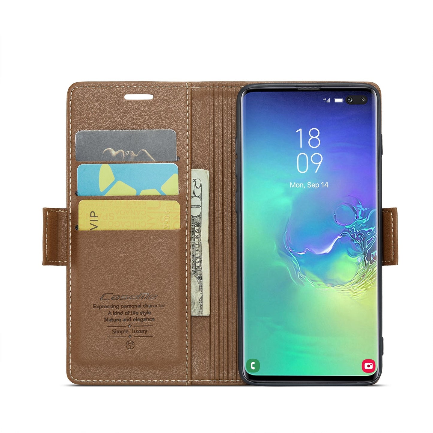 Samsung Galaxy S10+ Leather Wallet Case - RFID Blocking, Stand Function, Card Slots