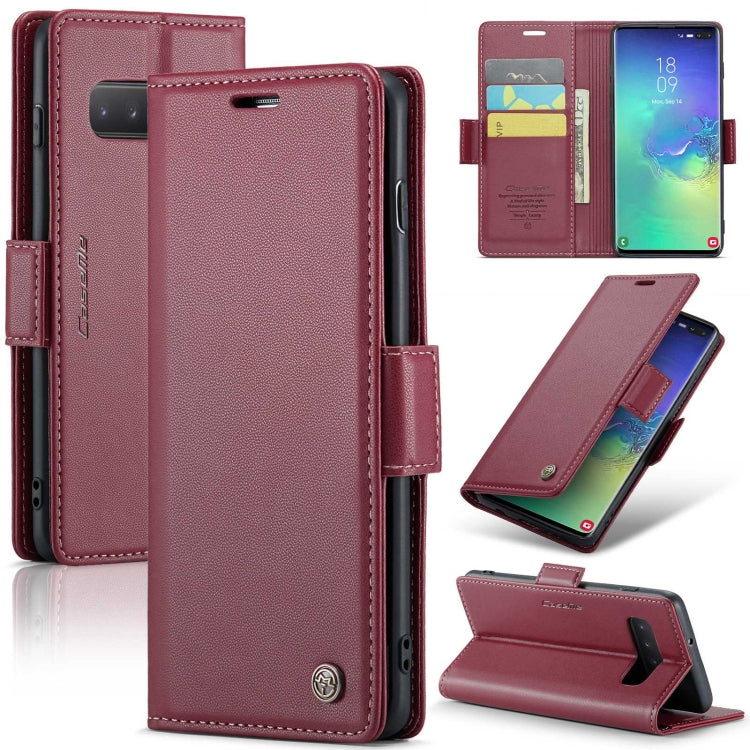 Samsung Galaxy S10+ Leather Wallet Case - RFID Blocking, Stand Function, Card Slots