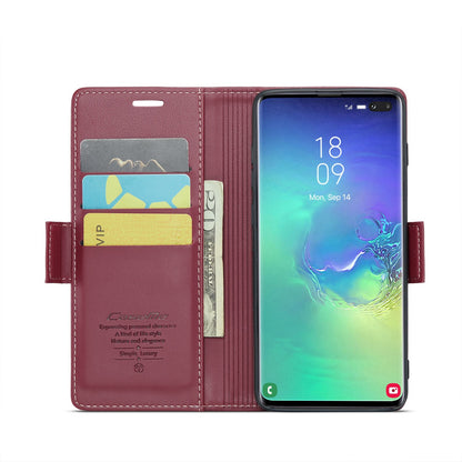 Samsung Galaxy S10+ Leather Wallet Case - RFID Blocking, Stand Function, Card Slots