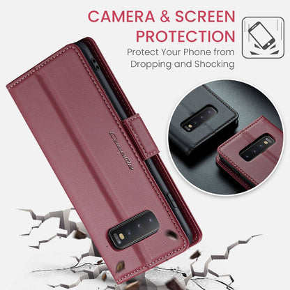 Samsung Galaxy S10+ Leather Wallet Case - RFID Blocking, Stand Function, Card Slots