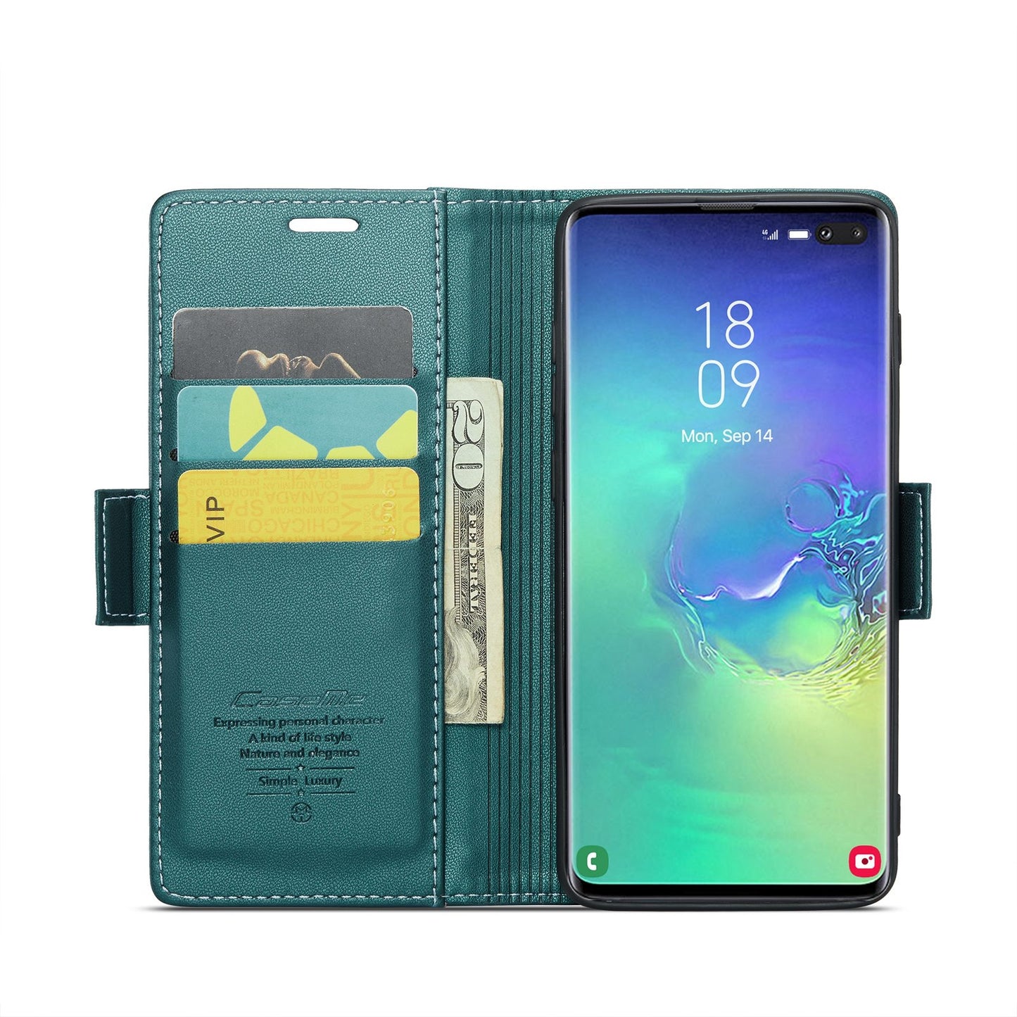 Samsung Galaxy S10+ Leather Wallet Case - RFID Blocking, Stand Function, Card Slots