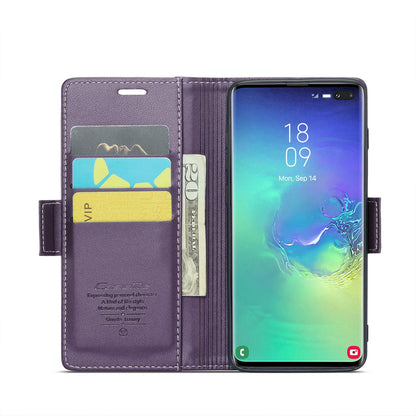 Samsung Galaxy S10+ Leather Wallet Case - RFID Blocking, Stand Function, Card Slots