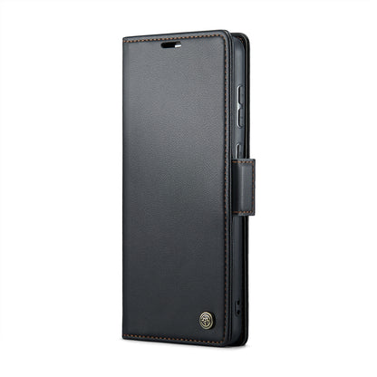 Samsung Galaxy M10s Leather Wallet Case - RFID Blocking, Stand Function, Card Slots