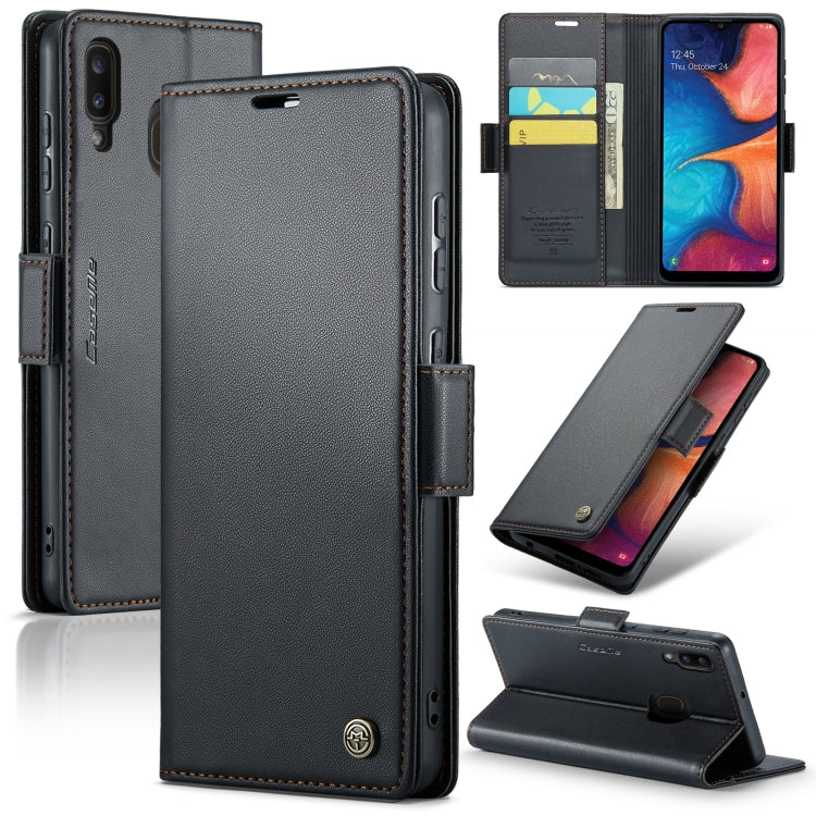Samsung Galaxy A30 Leather Wallet Case - RFID Blocking, Stand Function, Card Slots
