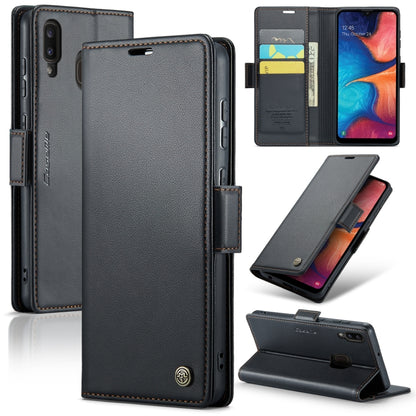 Samsung Galaxy A30 Leather Wallet Case - RFID Blocking, Stand Function, Card Slots