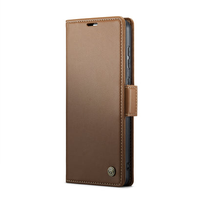 Samsung Galaxy M10s Leather Wallet Case - RFID Blocking, Stand Function, Card Slots