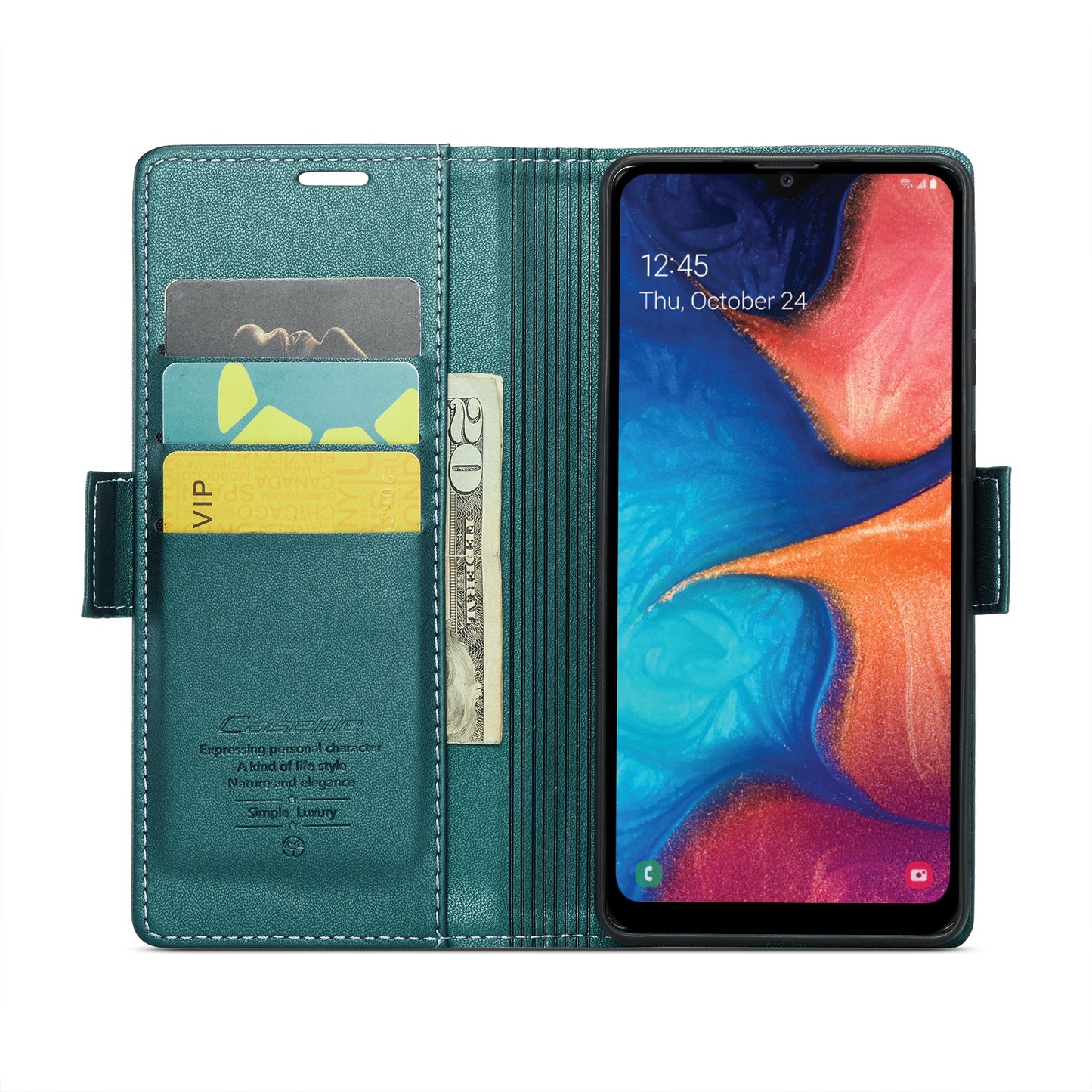 Samsung Galaxy A20 Leather Wallet Case - RFID Blocking, Stand Function, Card Slots
