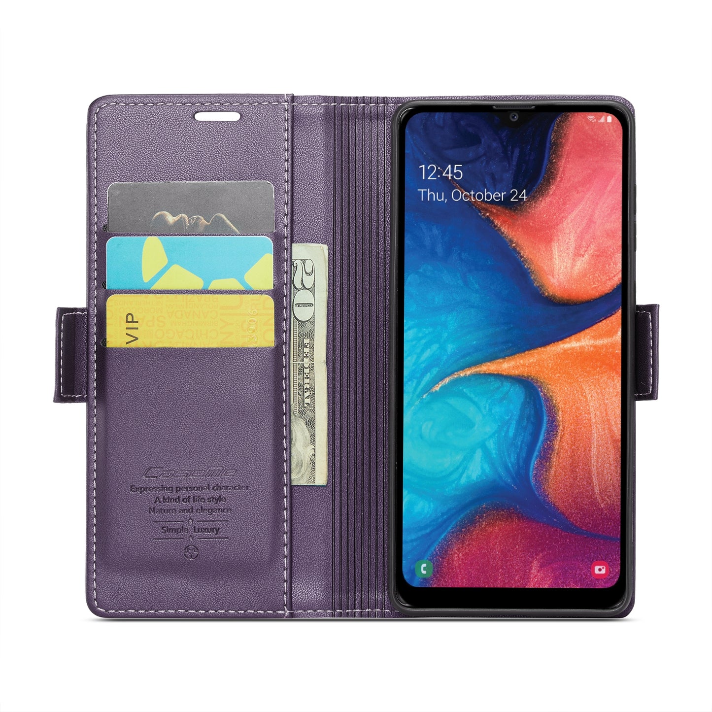 Samsung Galaxy A20 Leather Wallet Case - RFID Blocking, Stand Function, Card Slots