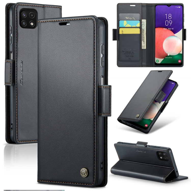 Samsung Galaxy A22 5G Leather Wallet Case - RFID Blocking, Stand Function, Card Slots