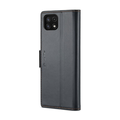 Samsung Galaxy A22 5G Leather Wallet Case - RFID Blocking, Stand Function, Card Slots
