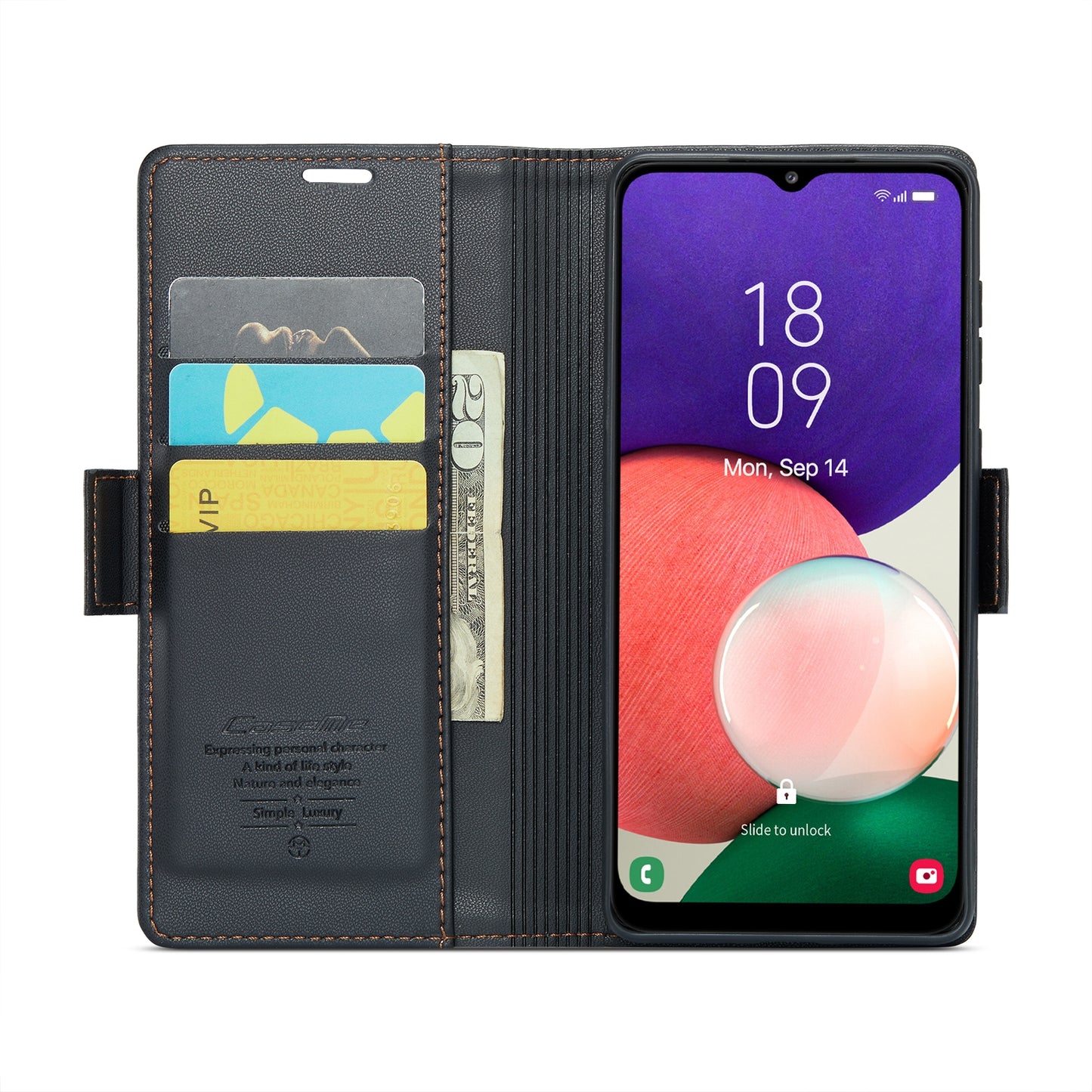 Samsung Galaxy A22 5G Leather Wallet Case - RFID Blocking, Stand Function, Card Slots