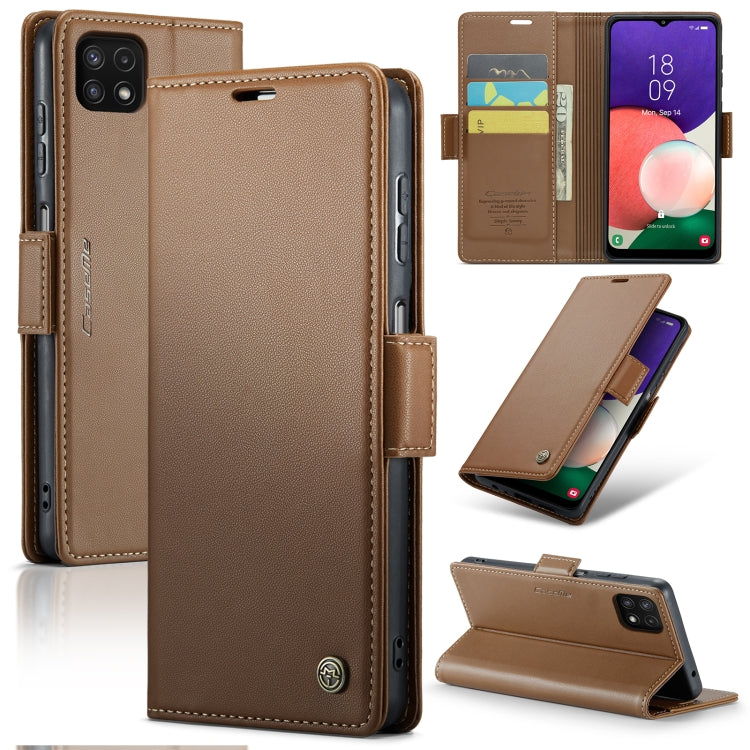 Samsung Galaxy A22 5G Leather Wallet Case - RFID Blocking, Stand Function, Card Slots