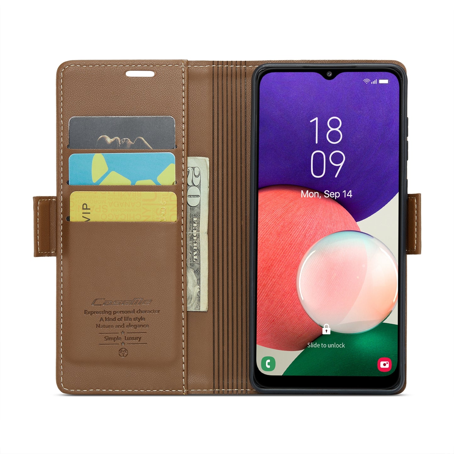 Samsung Galaxy A22 5G Leather Wallet Case - RFID Blocking, Stand Function, Card Slots