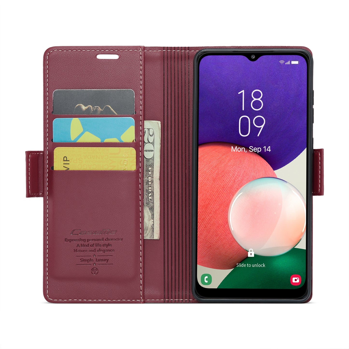 Samsung Galaxy A22 5G Leather Wallet Case - RFID Blocking, Stand Function, Card Slots