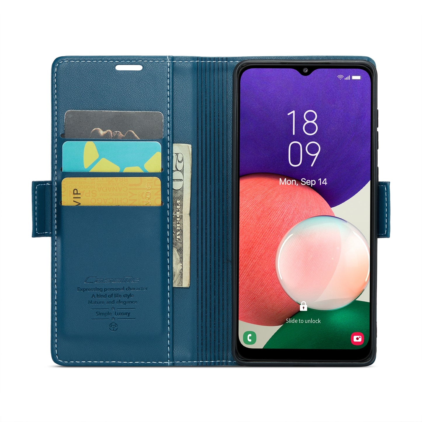 Samsung Galaxy A22 5G Leather Wallet Case - RFID Blocking, Stand Function, Card Slots