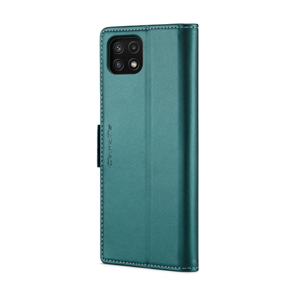 Samsung Galaxy A22 5G Leather Wallet Case - RFID Blocking, Stand Function, Card Slots