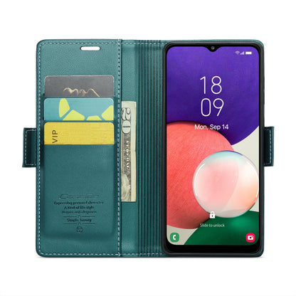 Samsung Galaxy A22 5G Leather Wallet Case - RFID Blocking, Stand Function, Card Slots