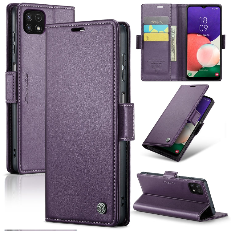 Samsung Galaxy A22 5G Leather Wallet Case - RFID Blocking, Stand Function, Card Slots