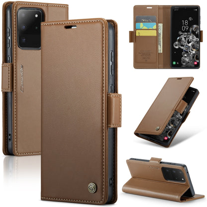 Samsung Galaxy S20 Ultra Leather Wallet Case - RFID Blocking, Stand Function, Card Slots