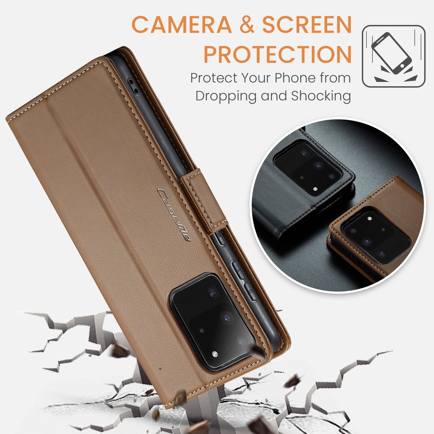 Samsung Galaxy S20 Ultra Leather Wallet Case - RFID Blocking, Stand Function, Card Slots