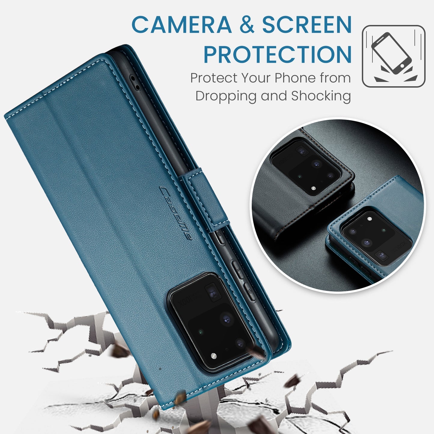 Samsung Galaxy S20 Ultra Leather Wallet Case - RFID Blocking, Stand Function, Card Slots