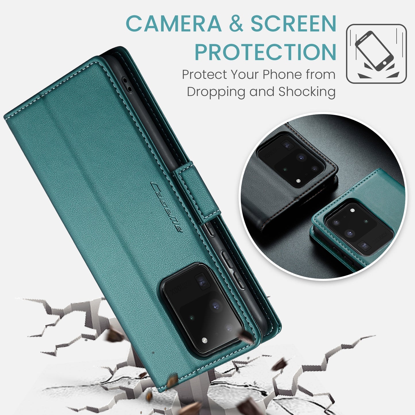 Samsung Galaxy S20 Ultra Leather Wallet Case - RFID Blocking, Stand Function, Card Slots