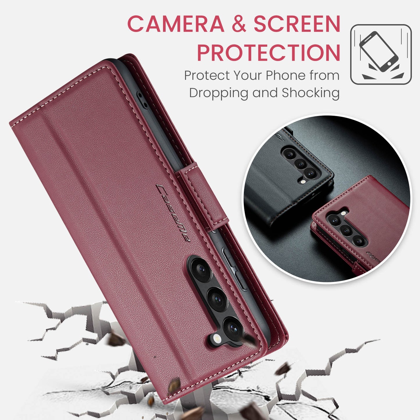 Samsung Galaxy S24 5G Leather Wallet Case - RFID Blocking, Stand Function, Card Slots