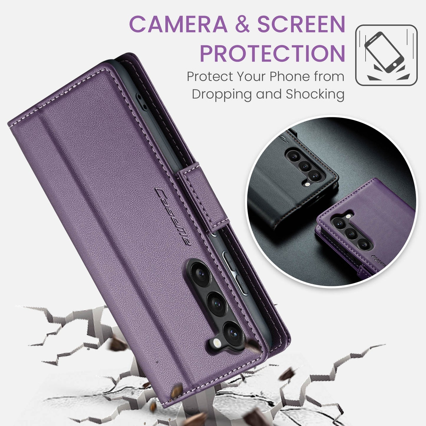 Samsung Galaxy S24 5G Leather Wallet Case - RFID Blocking, Stand Function, Card Slots