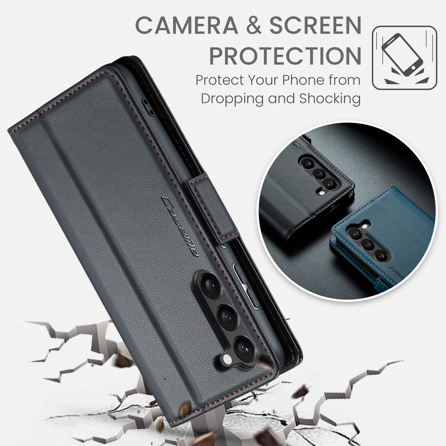 Samsung Galaxy S24+ Leather Wallet Case - RFID Blocking, Stand Function, Card Slots