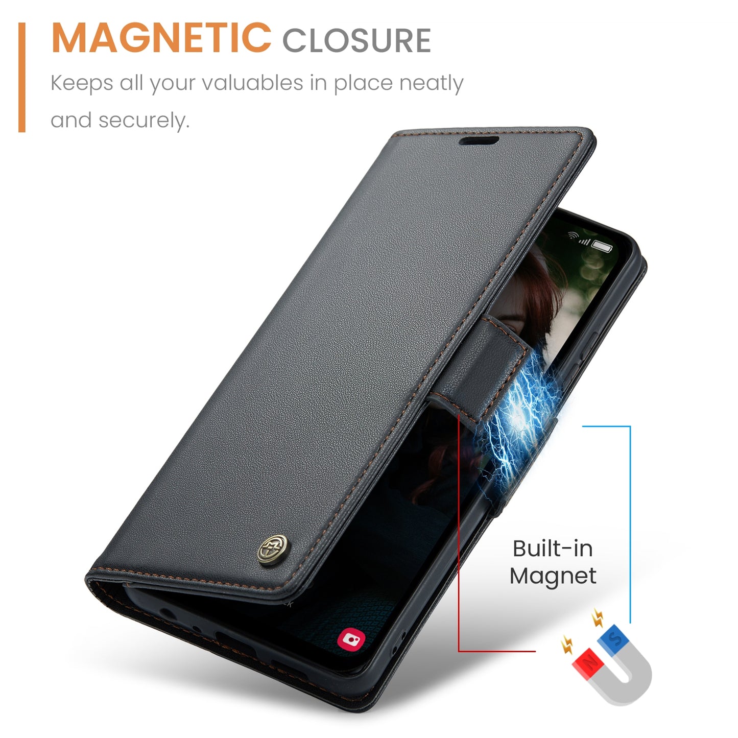 Samsung Galaxy A15 5G Leather Wallet Case - RFID Blocking, Stand Function, Card Slots