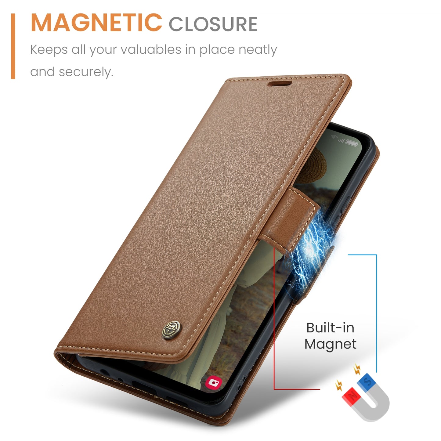 Samsung Galaxy A15 5G Leather Wallet Case - RFID Blocking, Stand Function, Card Slots