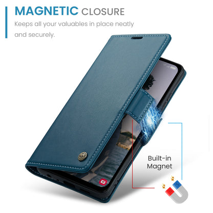 Samsung Galaxy A15 5G Leather Wallet Case - RFID Blocking, Stand Function, Card Slots