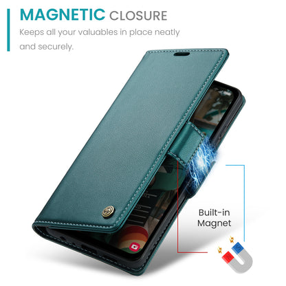 Samsung Galaxy A15 5G Leather Wallet Case - RFID Blocking, Stand Function, Card Slots