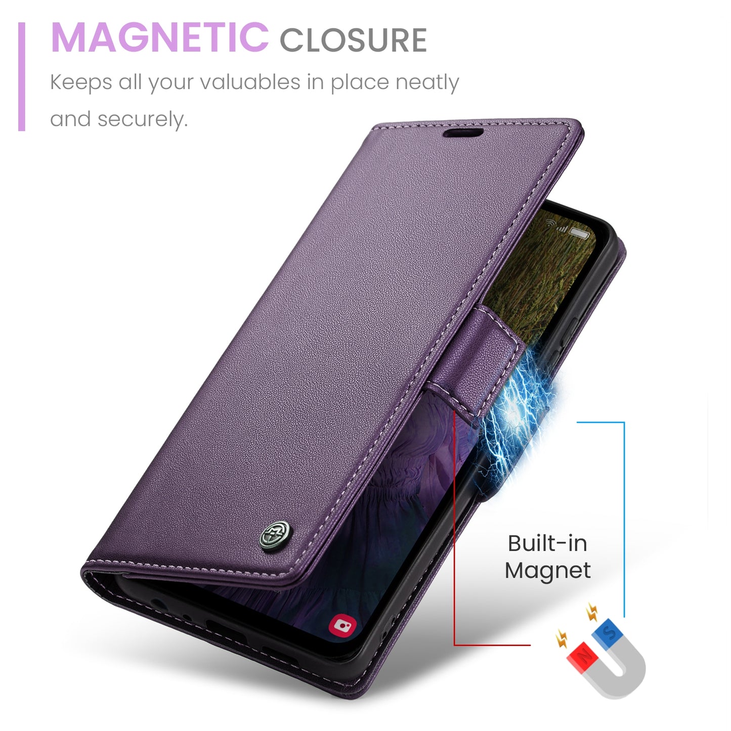 Samsung Galaxy A15 5G Leather Wallet Case - RFID Blocking, Stand Function, Card Slots