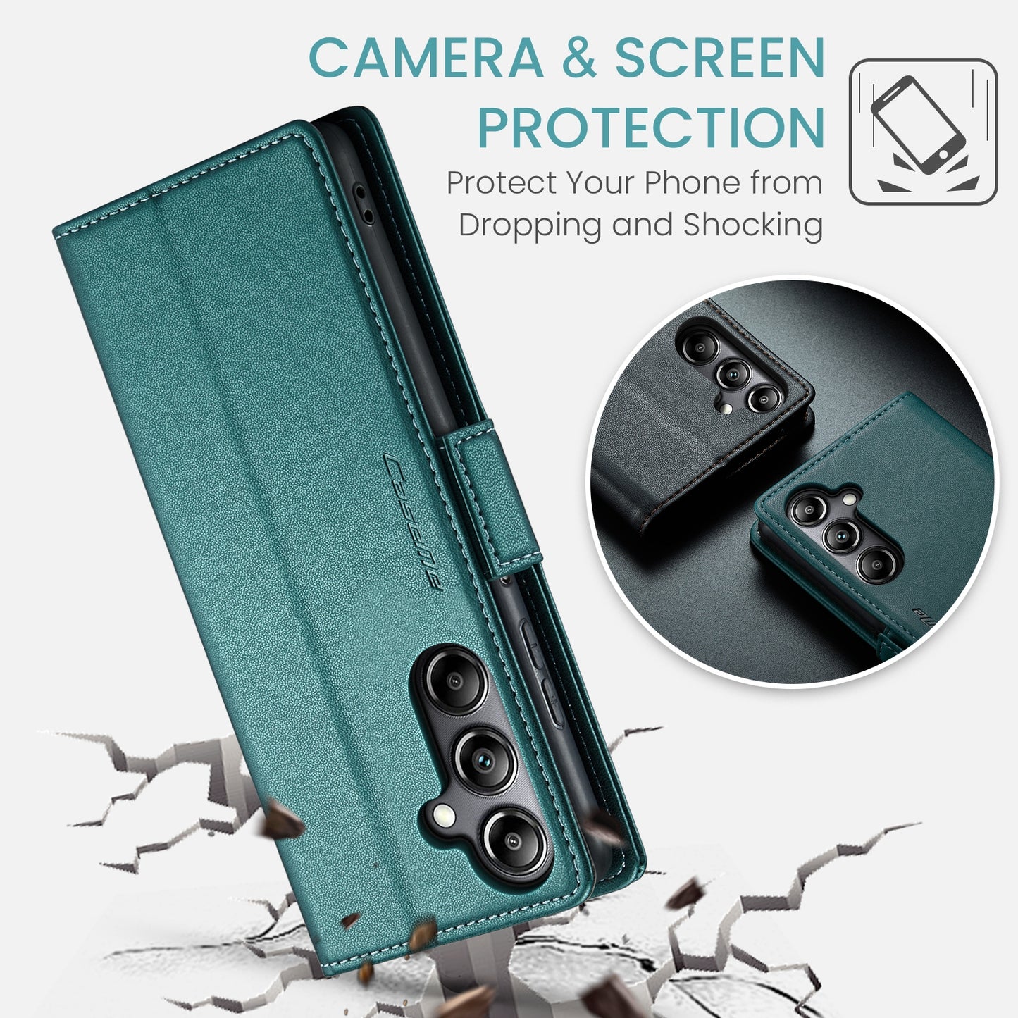 Samsung Galaxy A05s Leather Wallet Case - RFID Blocking, Stand Function, Card Slots