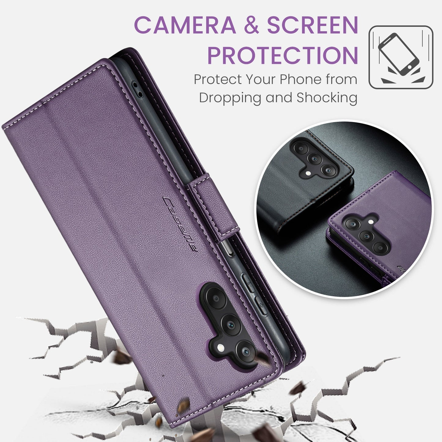 Samsung Galaxy A25 5G Leather Wallet Case - RFID Blocking, Stand Function, Card Slots