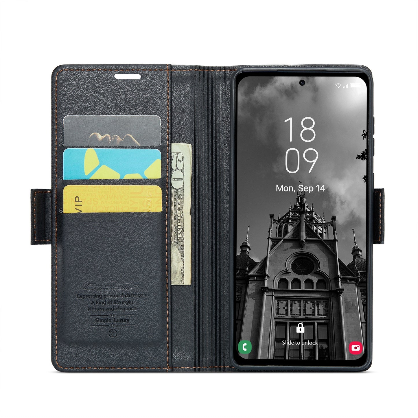 Samsung Galaxy A55 Leather Wallet Case - RFID Blocking, Stand Function, Card Slots