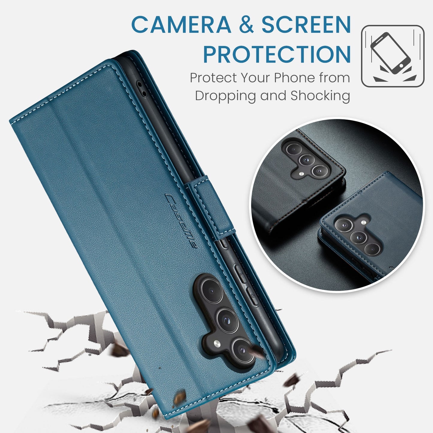 Samsung Galaxy A55 Leather Wallet Case - RFID Blocking, Stand Function, Card Slots