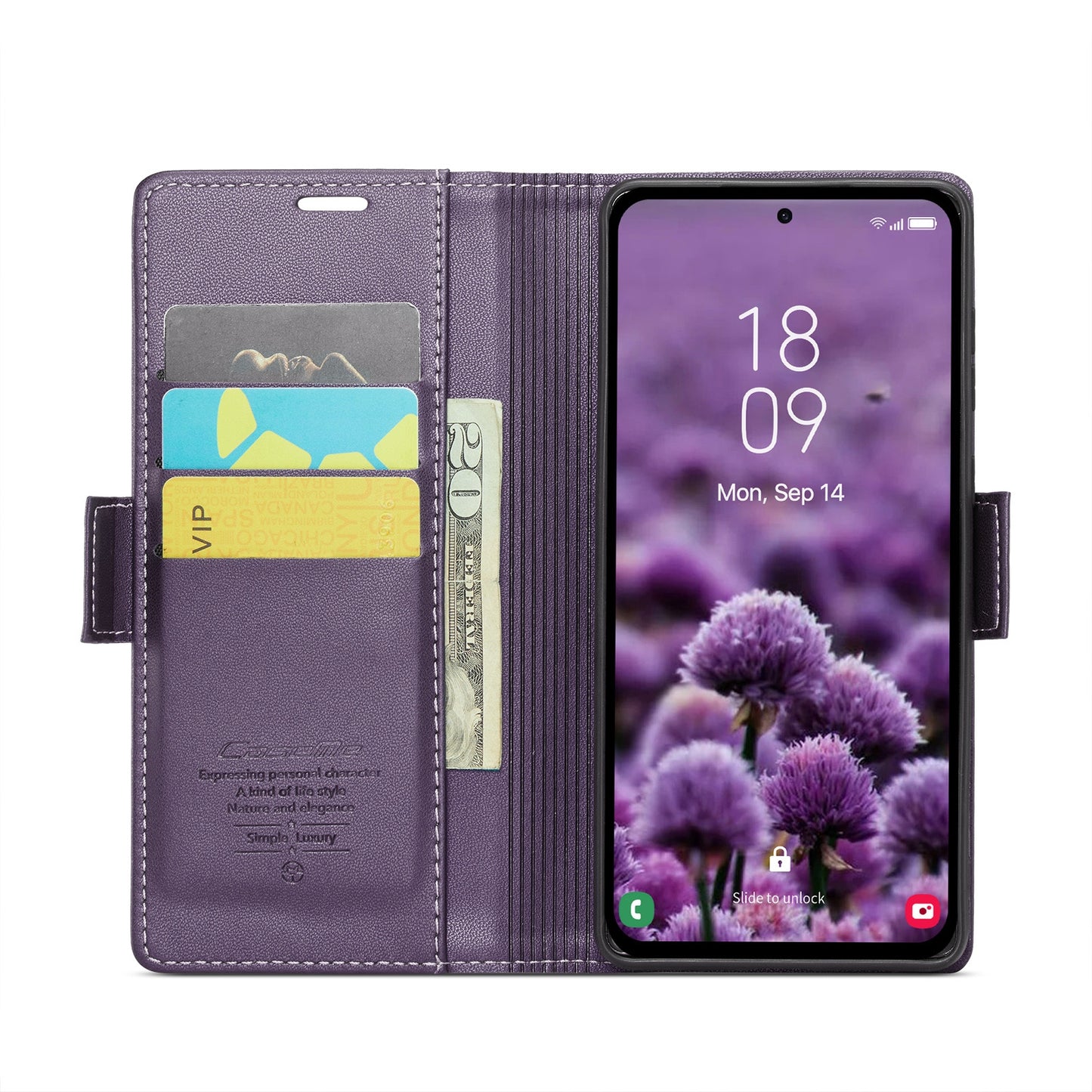 Samsung Galaxy A55 Leather Wallet Case - RFID Blocking, Stand Function, Card Slots