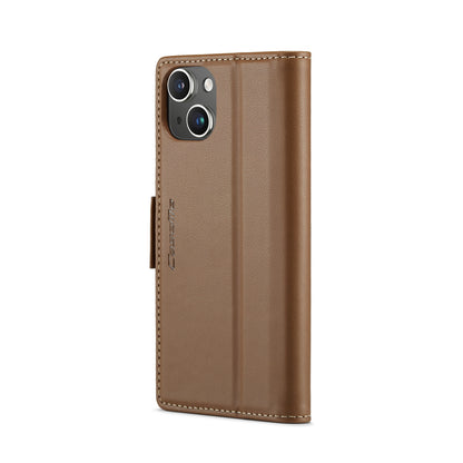 iPhone 14 Leather Wallet Case - RFID Blocking, Stand Function, Card Slots