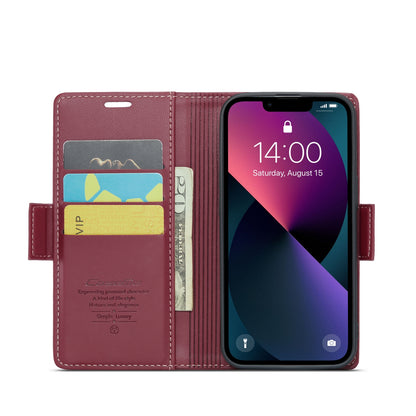 iPhone 14 Leather Wallet Case - RFID Blocking, Stand Function, Card Slots