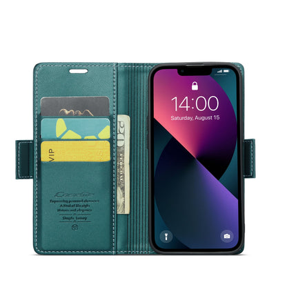 iPhone 14 Leather Wallet Case - RFID Blocking, Stand Function, Card Slots
