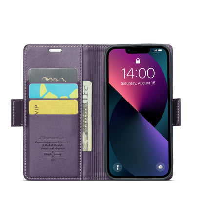 iPhone 14 Leather Wallet Case - RFID Blocking, Stand Function, Card Slots