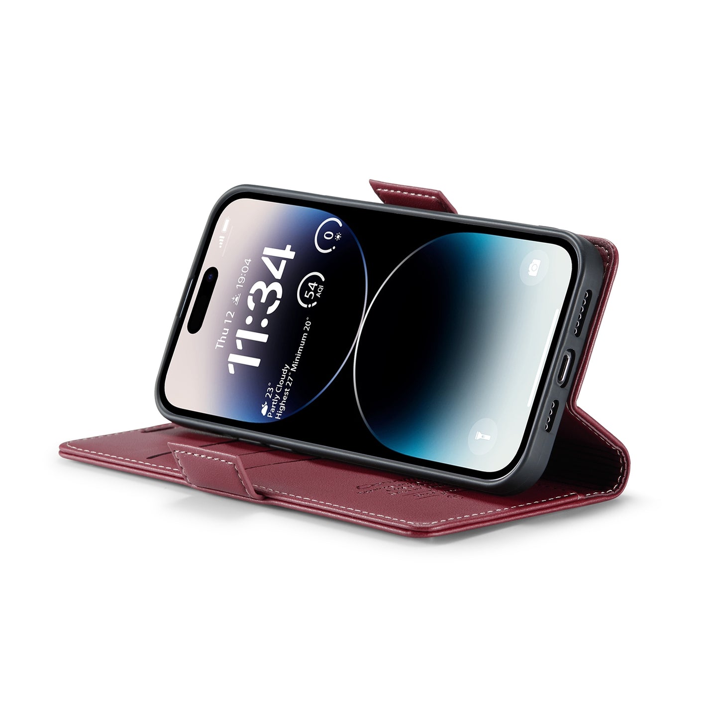 iPhone 14 Pro Max Leather Wallet Case - RFID Blocking, Stand Function, Card Slots