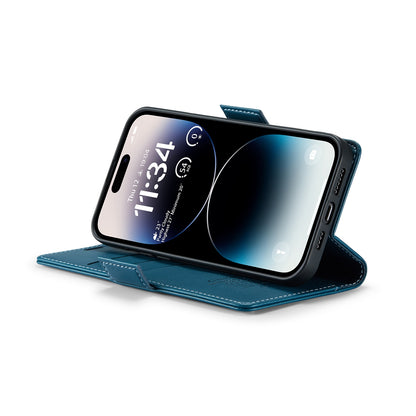 iPhone 14 Pro Max Leather Wallet Case - RFID Blocking, Stand Function, Card Slots