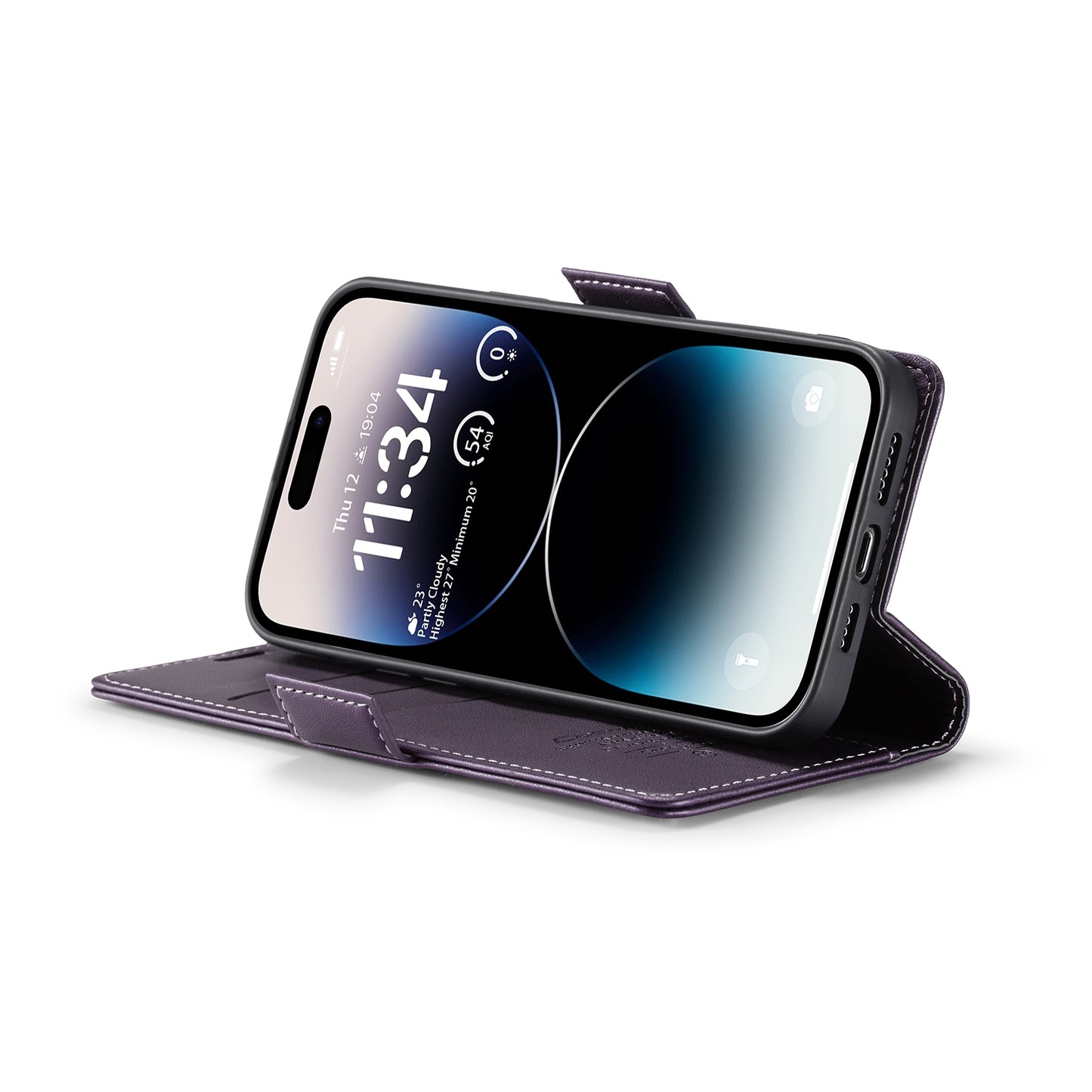 iPhone 14 Pro Max Leather Wallet Case - RFID Blocking, Stand Function, Card Slots