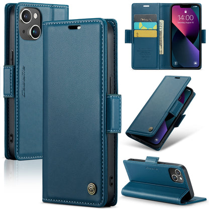 iPhone 13 Leather Wallet Case - RFID Blocking, Stand Function, Card Slots