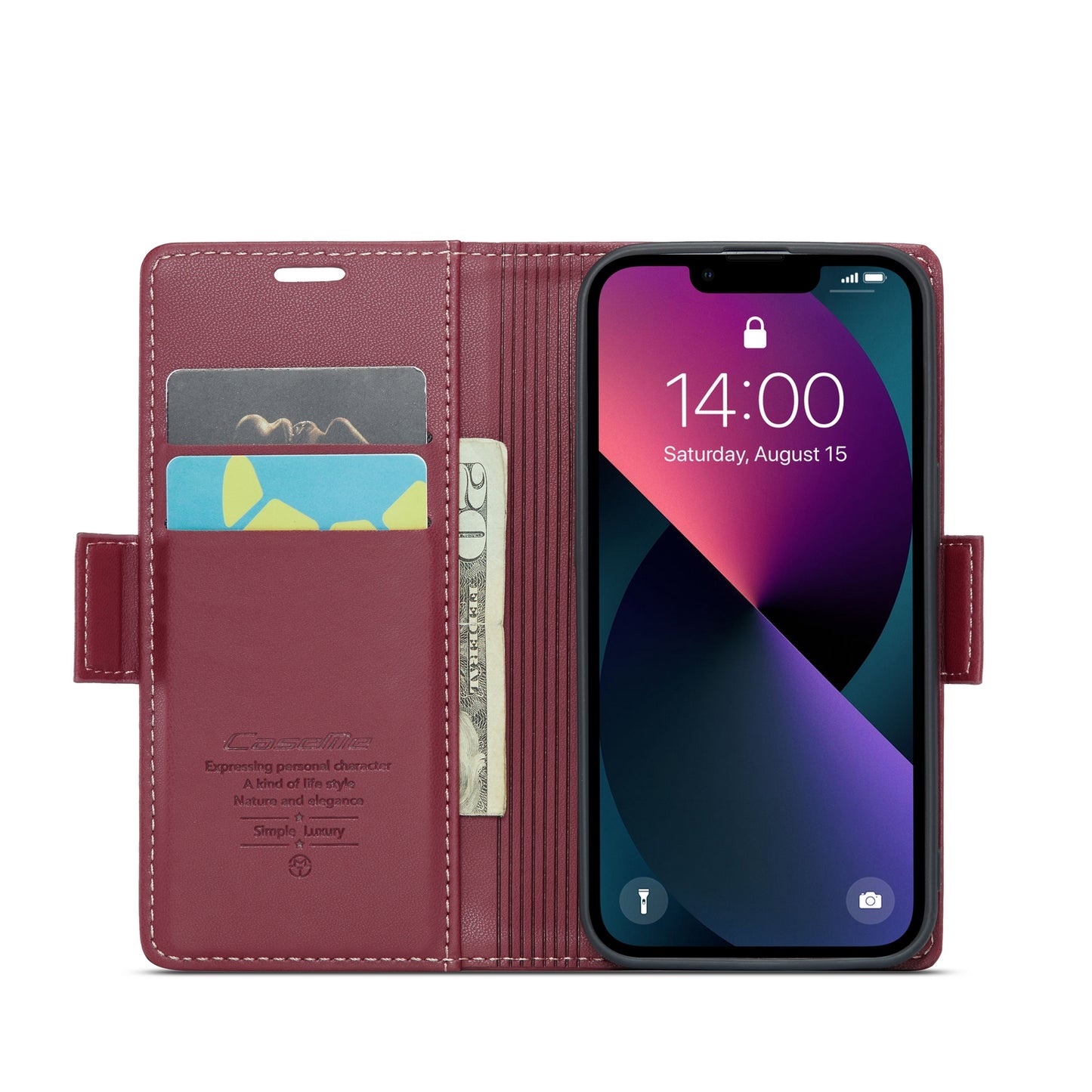 iPhone 13 Mini Leather Wallet Case - RFID Blocking, Stand Function, Card Slots