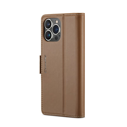 iPhone 13 Pro Max Leather Wallet Case - RFID Blocking, Stand Function, Card Slots