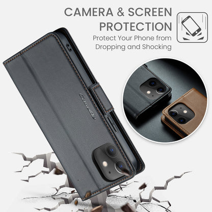 iPhone 12/12 Pro Leather Wallet Case - RFID Blocking, Stand Function, Card Slots
